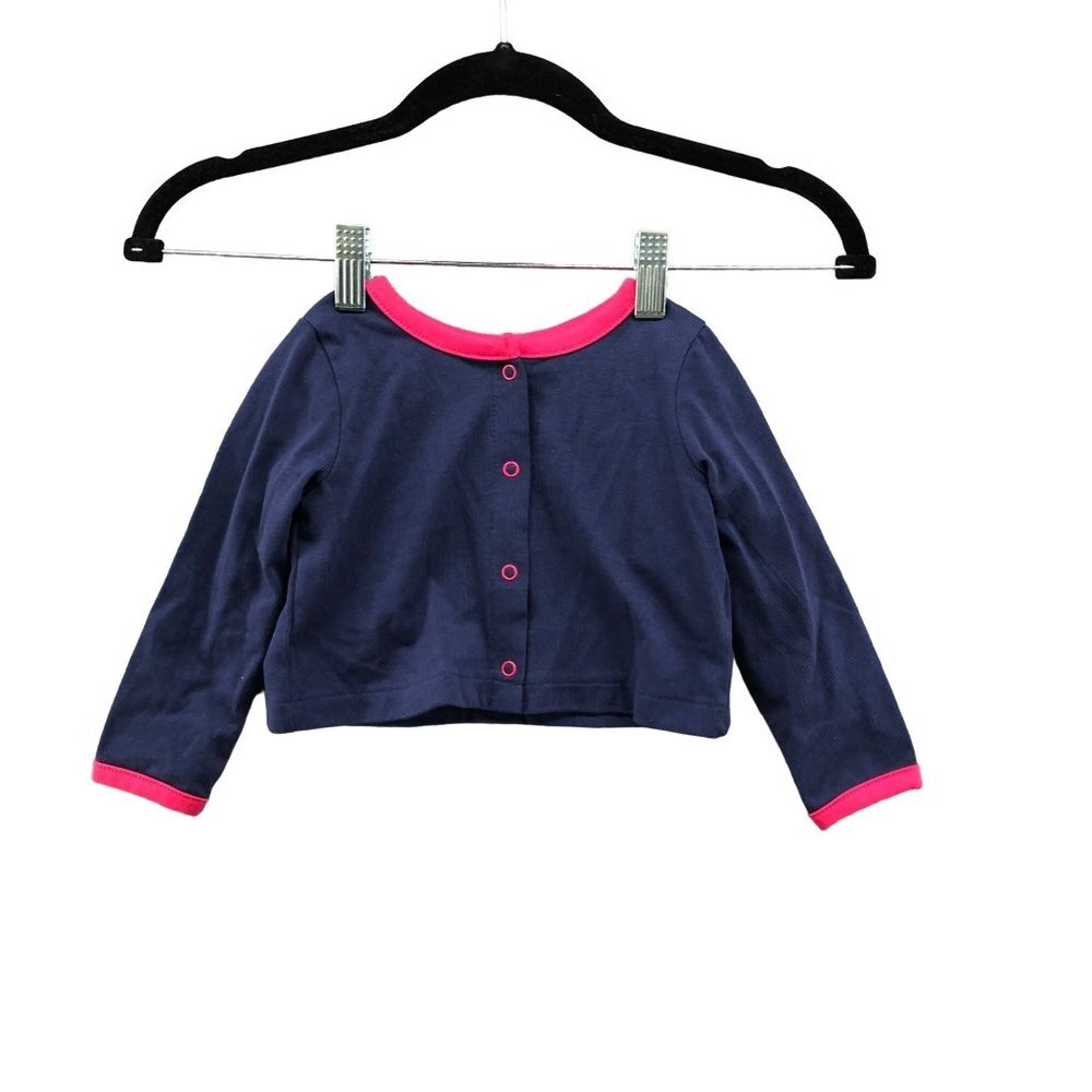 NWT Joe Fresh Baby Girls 12-18M Lightweight Cotton Cardigan‎ Blue Pink Snap